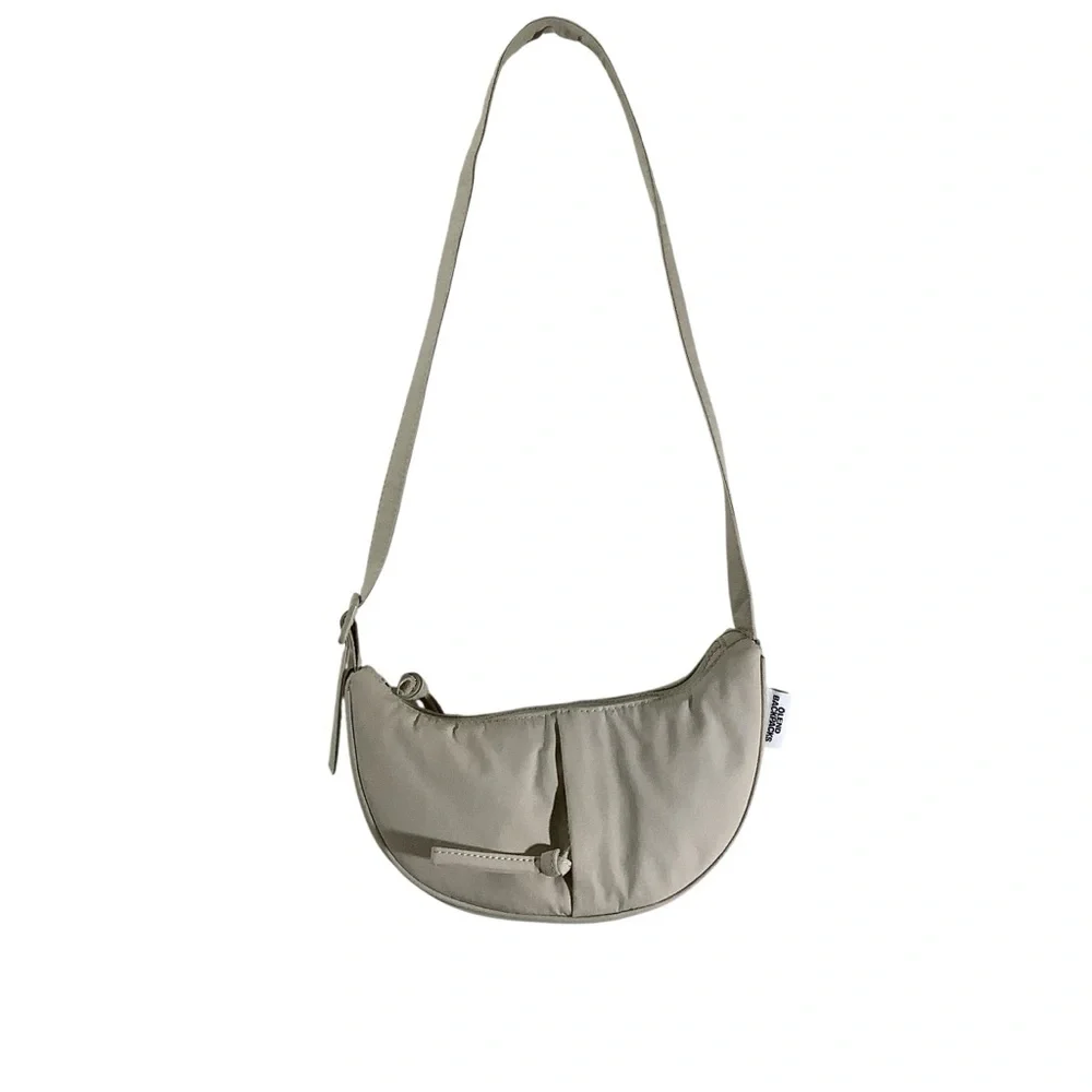Beige Crescent Shoulder Bag